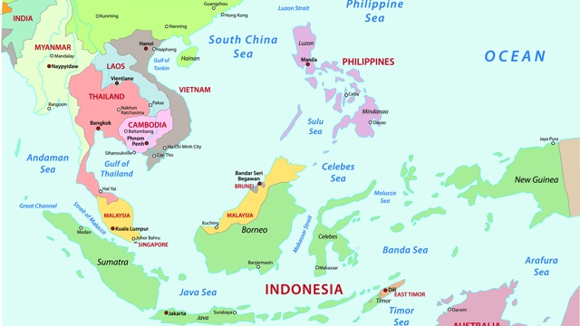 Southeast Asia topographic map