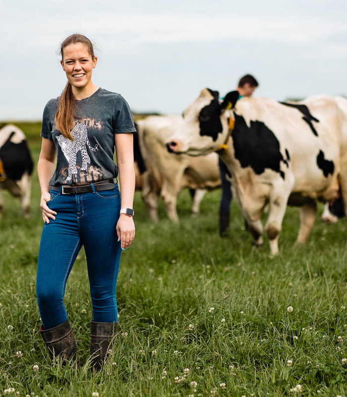 student veehouderij in koeienweide