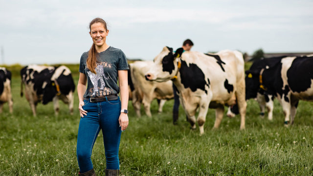 student veehouderij in koeienweide