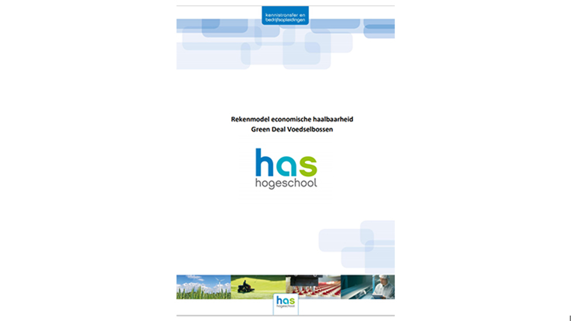 Voorblad verslag Rekenmodel economische haalbaarheid